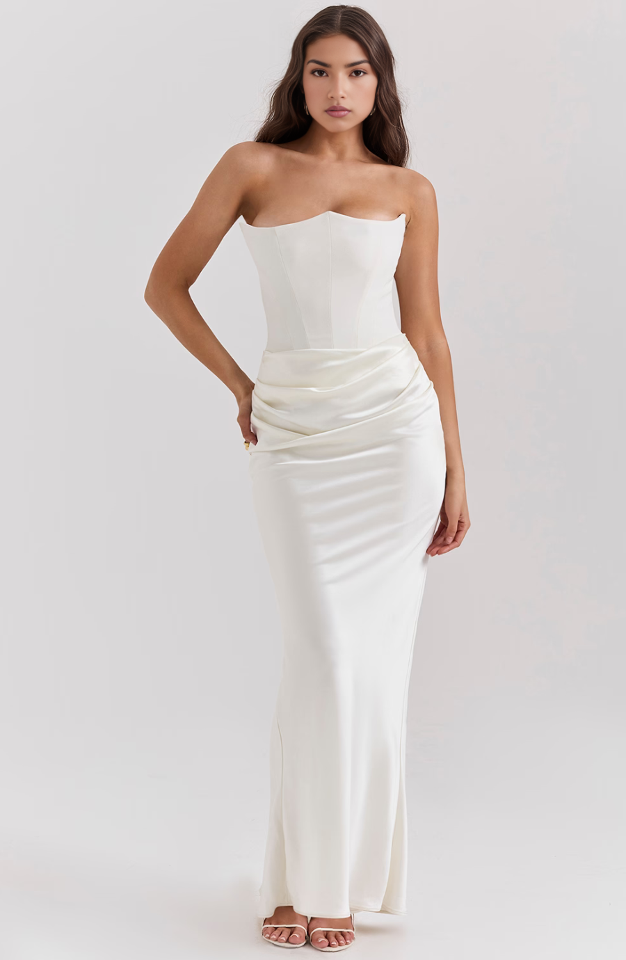 SUNA Mia Maxi Dress i Baby Pink og Brun til Enhver Anledning Wit XL