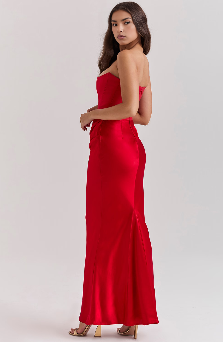 SUNA Mia Maxi Dress i Baby Pink og Brun til Enhver Anledning