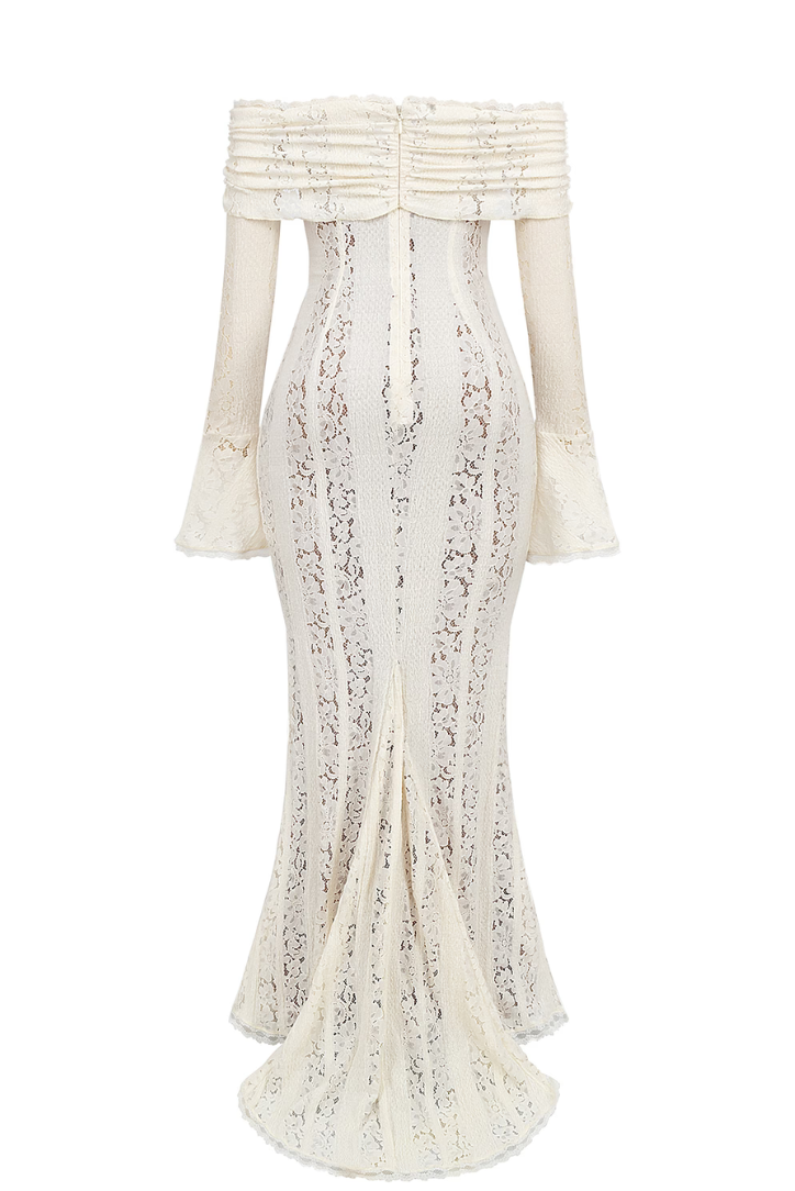 SUNA Sarai Lace Maxi Dress Med Blomsterkant Og Flæser