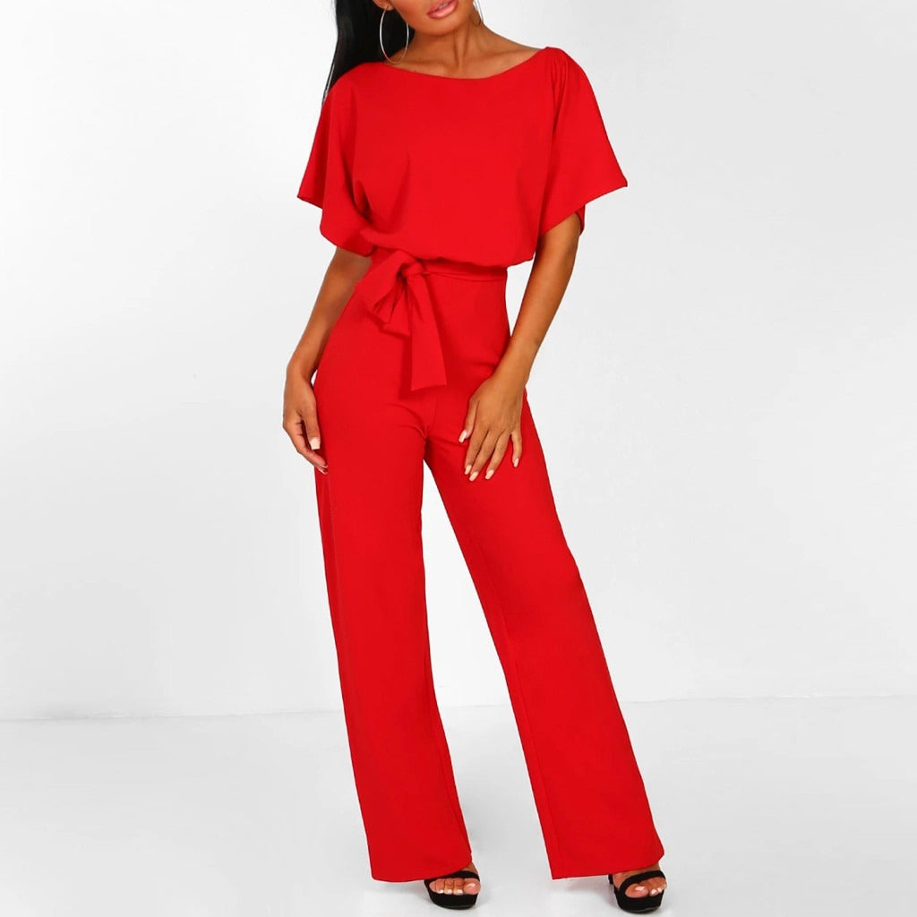 SUNA Enkel og elegant jumpsuit til kvinder – Let - Modetøj Rød