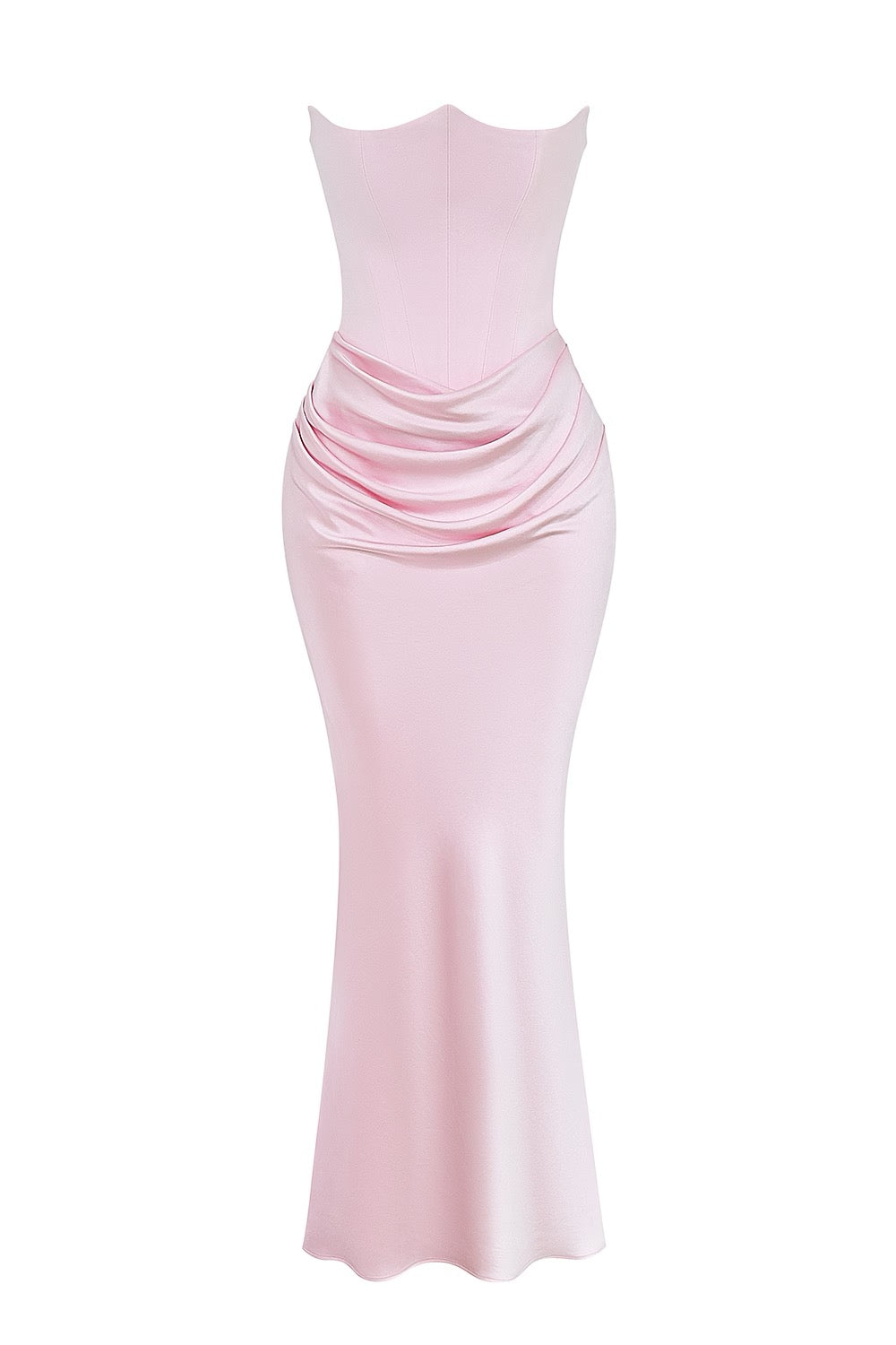 SUNA Mia Maxi Dress i Baby Pink og Brun til Enhver Anledning
