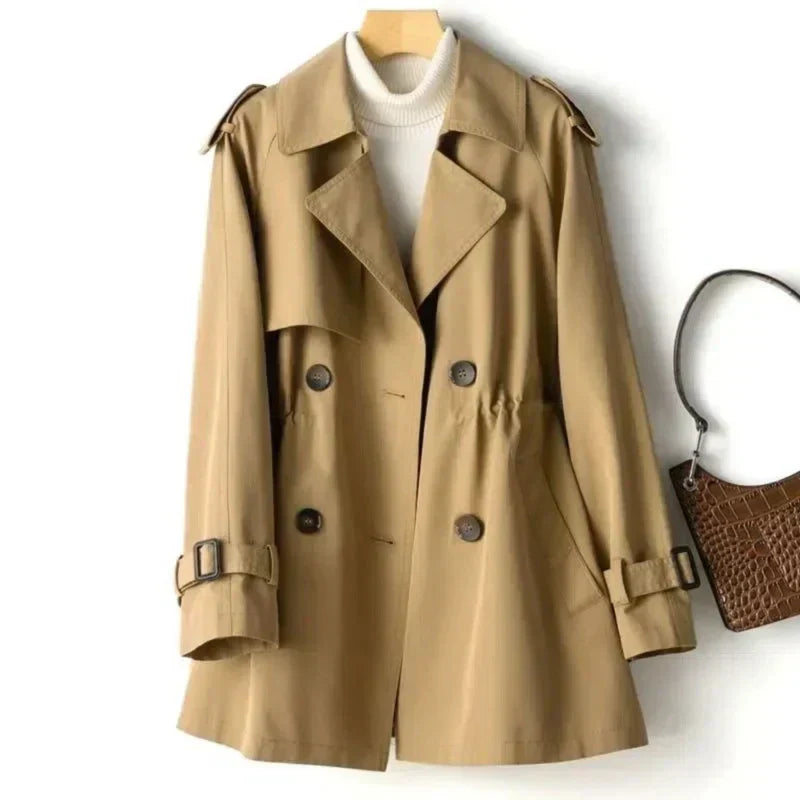 SUNA Dobbeltbrystet Trenchcoat til Kvinder - Klassisk med bælte Bruin