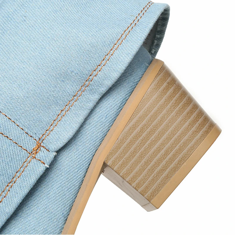 SUNA Knæstøvler Denim Til Damer Komfortable Med Edgy Detaljer