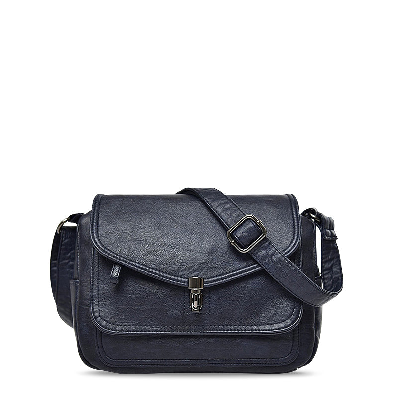 SUNA Regina Crossbody Taske i Vegansk Læder med Indvendigt Rum Retro blå