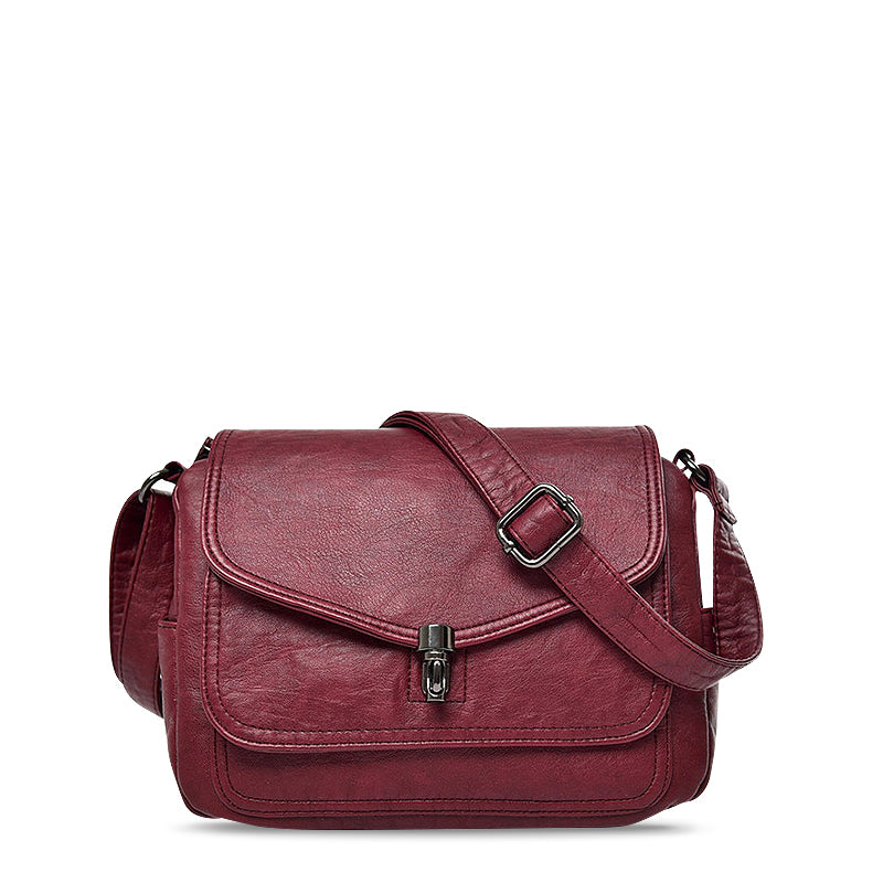 SUNA Regina Crossbody Taske i Vegansk Læder med Indvendigt Rum Retro burgunder