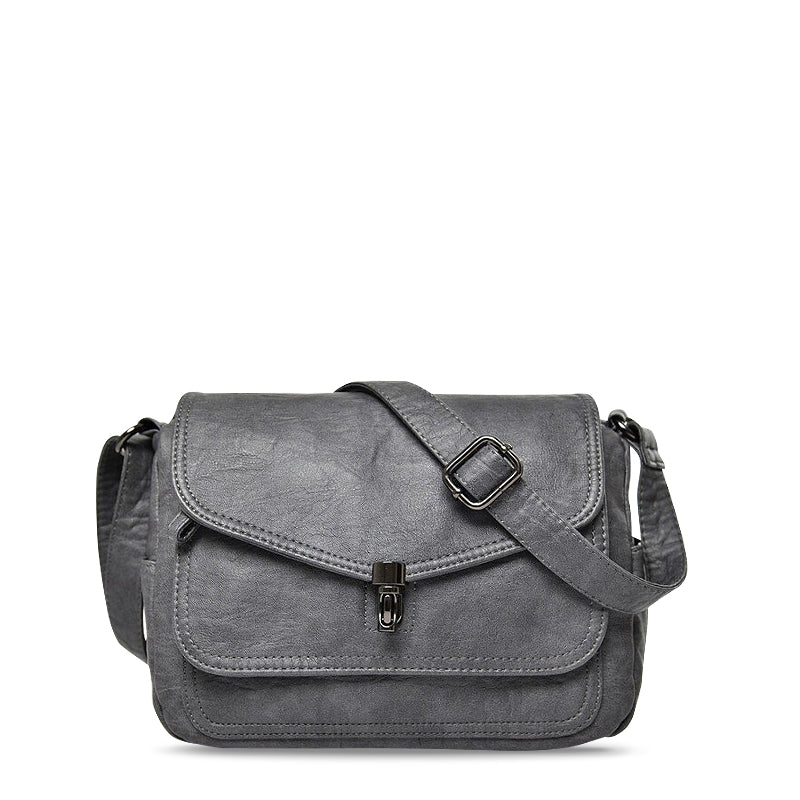 SUNA Regina Crossbody Taske i Vegansk Læder med Indvendigt Rum Retro grå