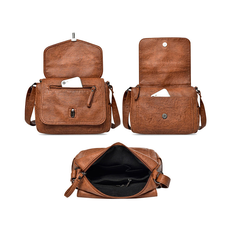 SUNA Regina Crossbody Taske i Vegansk Læder med Indvendigt Rum