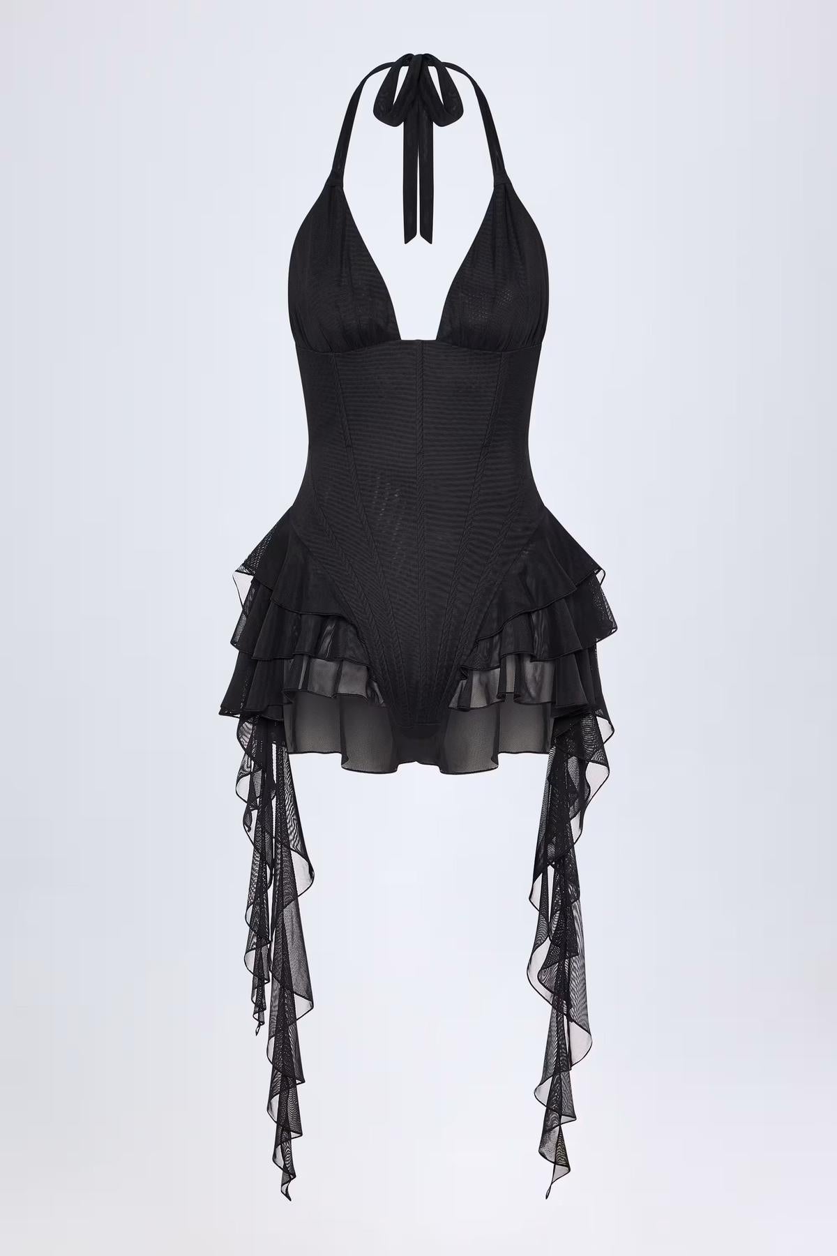 SUNA Halterudsmykning – Dyb Halsudskæring - Mesh Bodysuit