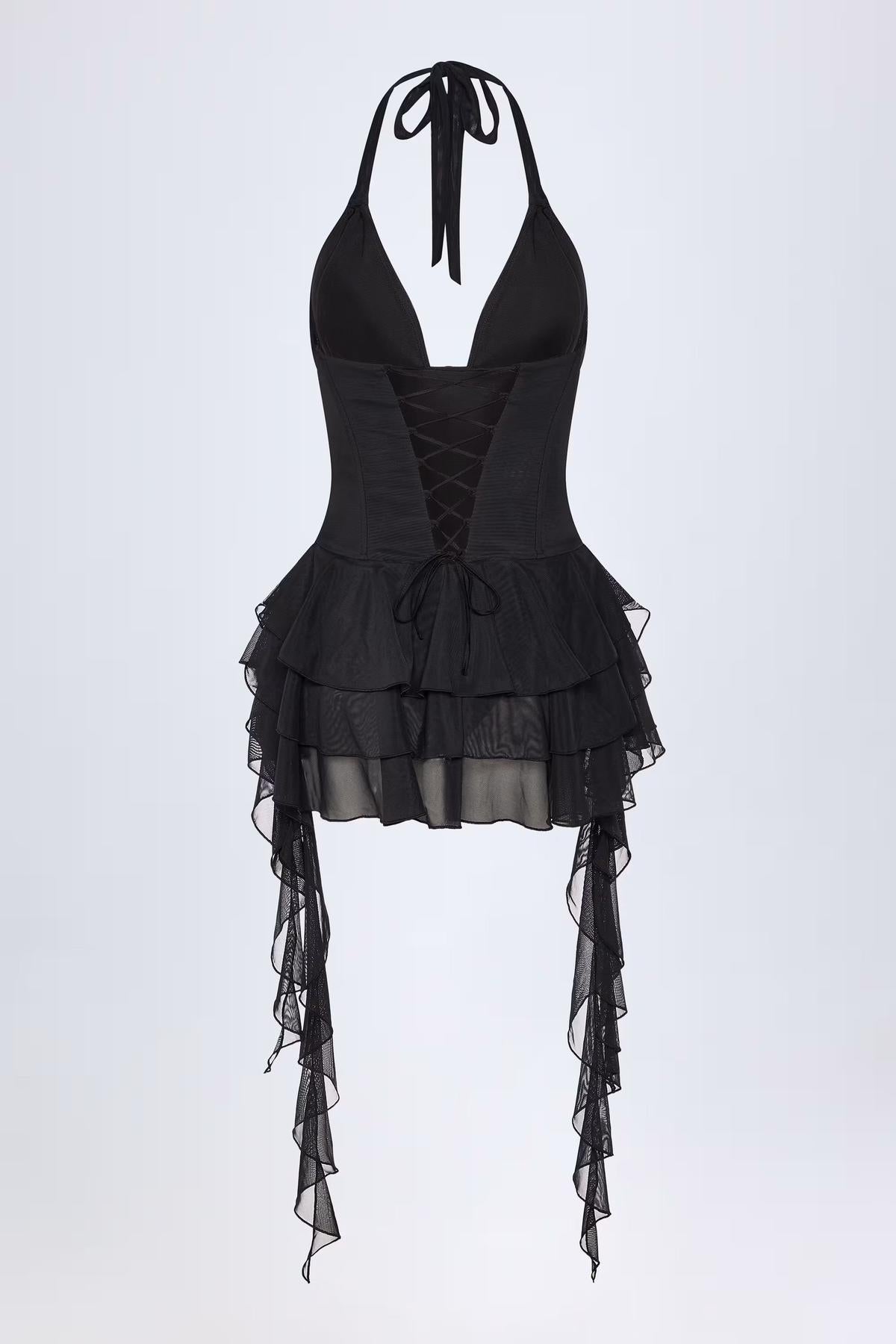 SUNA Halterudsmykning – Dyb Halsudskæring - Mesh Bodysuit