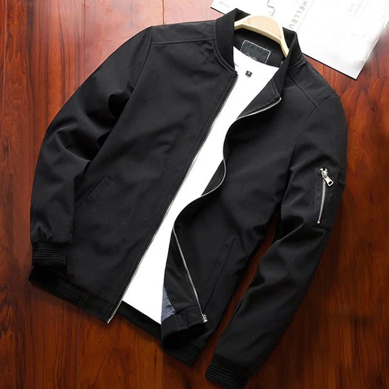 SUNA Herre Bomberjakke Tynd Slim Fit – Stilfuld Og Letvægtsdesign - Forårsjakke Til Mænd, Casual Jakke, Slim Fit Jakke Sort