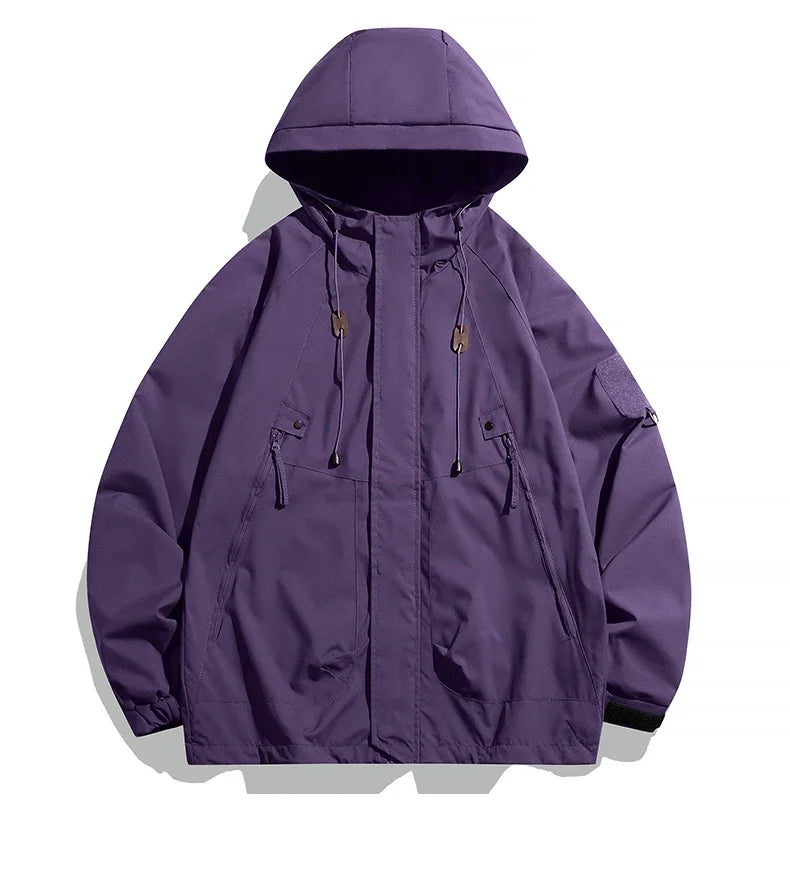 SUNA Herre Jakke Vandtæt Polyester – Let og Komfortabel Windbreaker med Hætte - Forårsjakke til Udendørs Eventyr Lilla