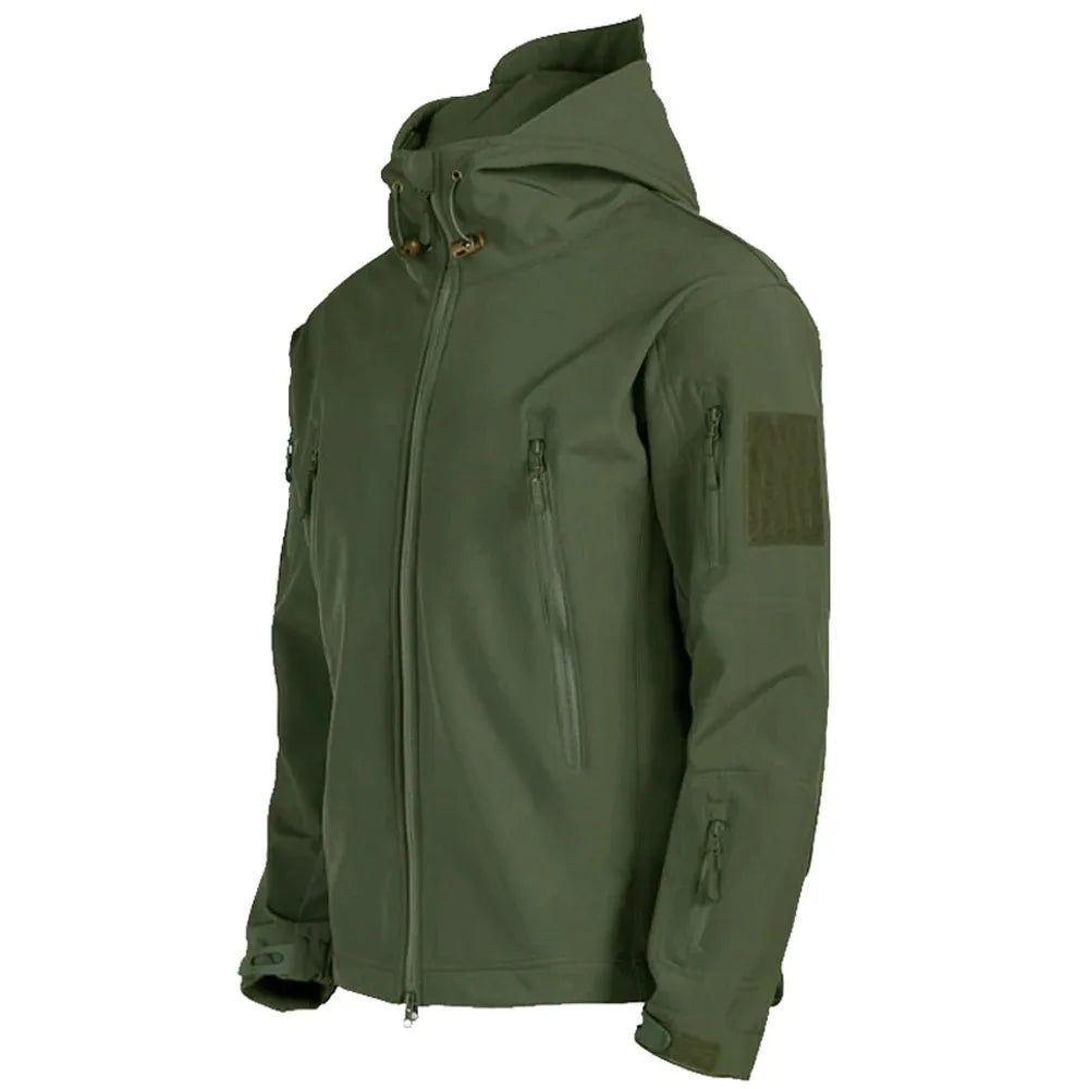 SUNA Herre Tactical Jakke – Vandtæt Shark Skin Soft Shell – Vindbeskyttende, Komfortabel, Moderne Design Militærgrøn
