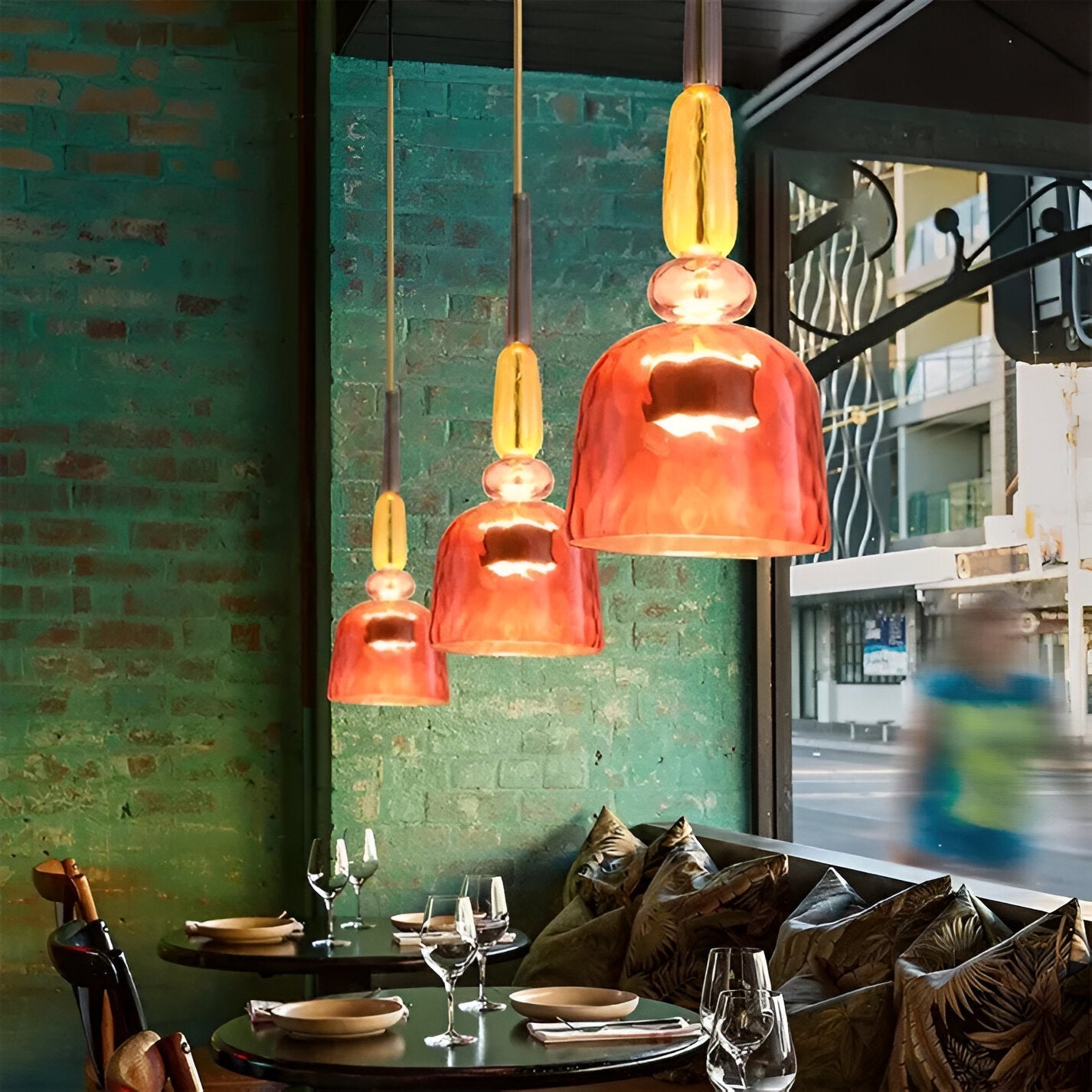 SpectraFuse Pendellampe - Flerfarvet Glas Hængelampe - Nordic Macaron Dekorativ Belysning Pendant Lights SUNA