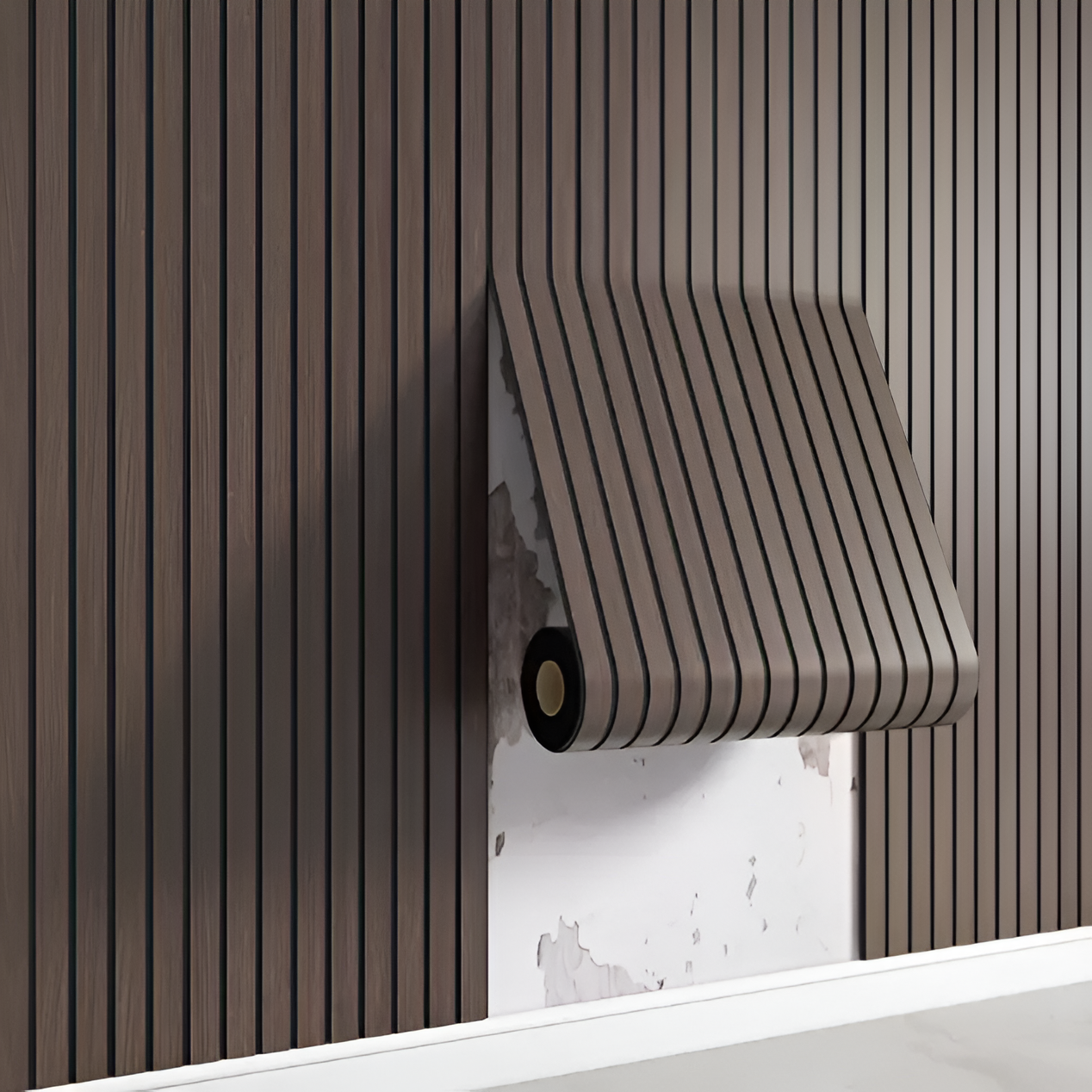 3D Akupanel - Dekorative Selvklæbende 3D PVC Vægpaneler Decor SUNA Mørk brun L 300 cm x B 40 cm