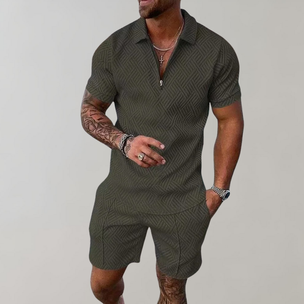SUNA Asana - Sommeroutfit til herrer med Polo Shirt og Shorts Grøn