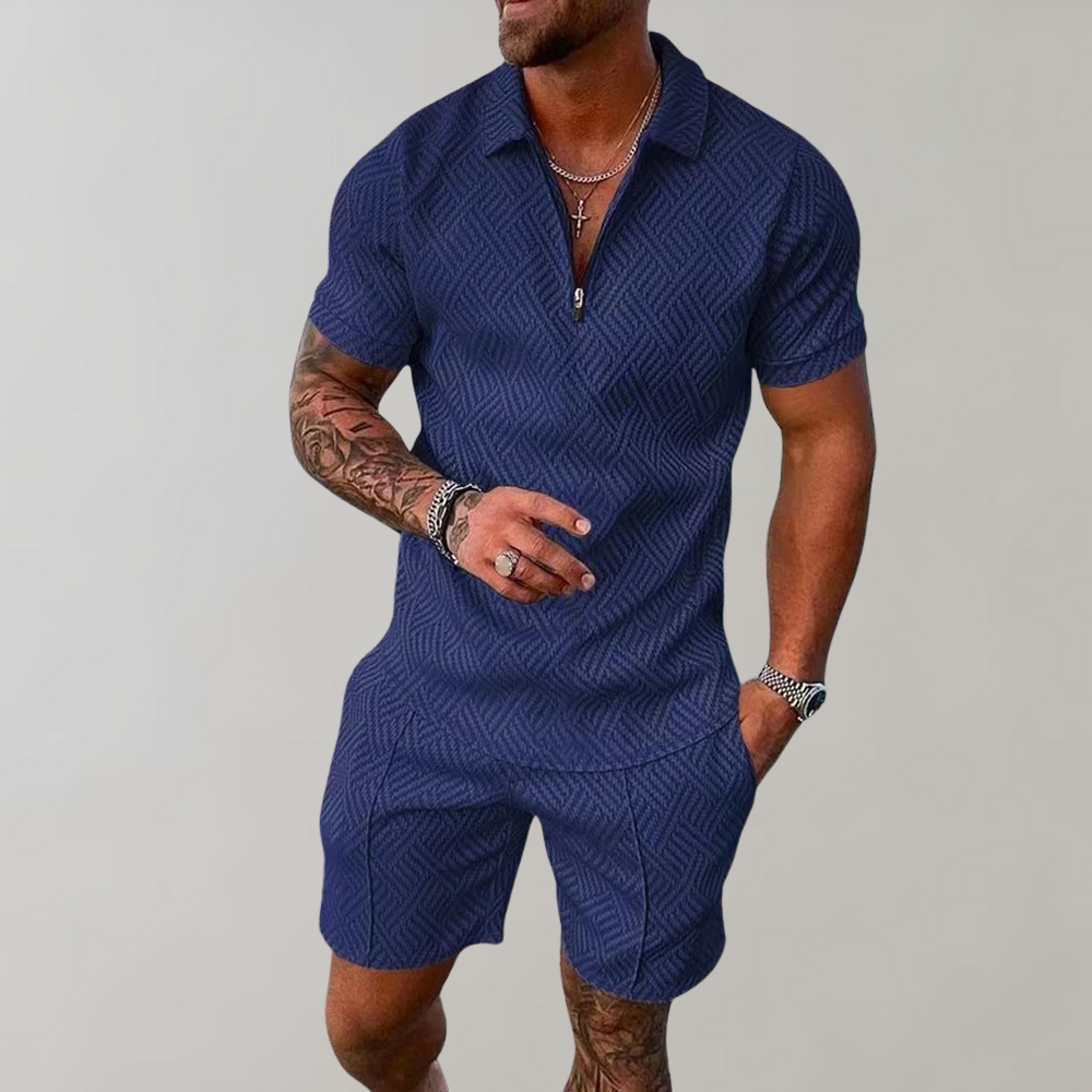 SUNA Asana - Sommeroutfit til herrer med Polo Shirt og Shorts Marineblå
