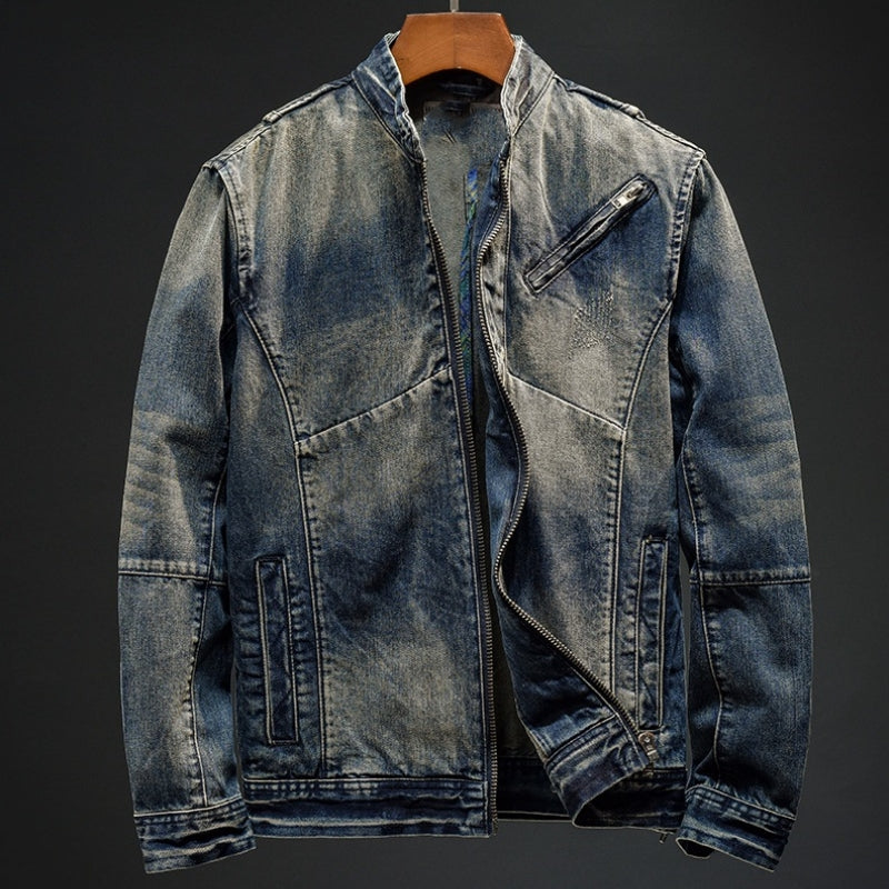 SUNA Retro Denimjakke Til Mænd – Tidløs Stil Med Lynlås - Retro Jakke, Herretøj, Casual Mode, Udendørs Beklædning 3XL