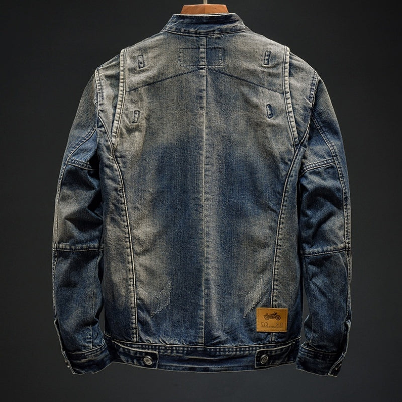 SUNA Retro Denimjakke Til Mænd – Tidløs Stil Med Lynlås - Retro Jakke, Herretøj, Casual Mode, Udendørs Beklædning