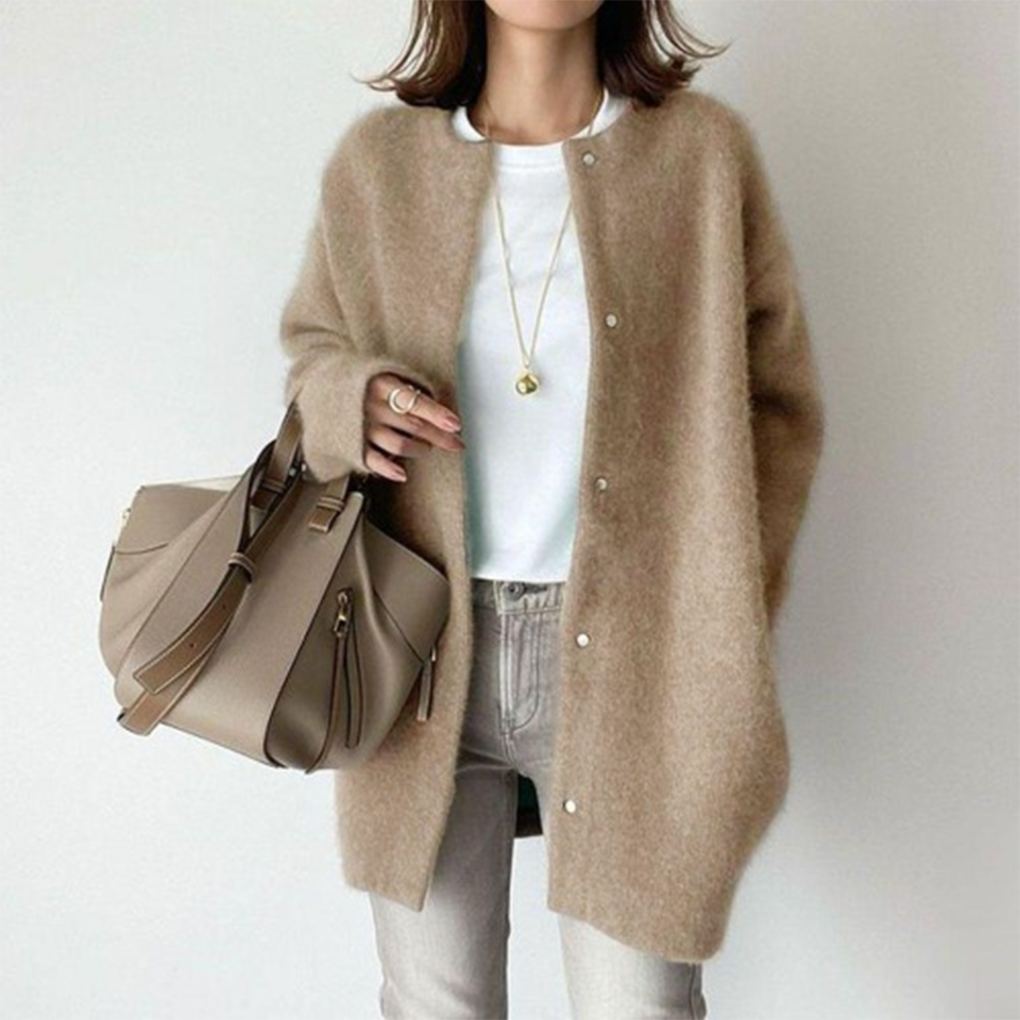 SUNA Haven Dame Cardigan - Tidløs komfort i blødt materiale Khaki