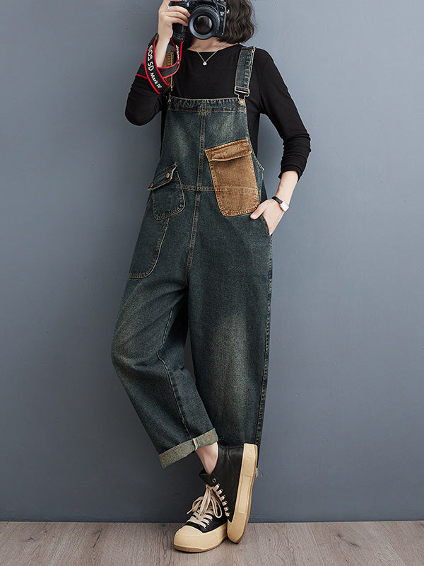 SUNA Kvinders Denim Overalls – Komfortabel Pasform Med Kontrastvask - Denim Overalls til Hverdag og Afslappede Udflugter