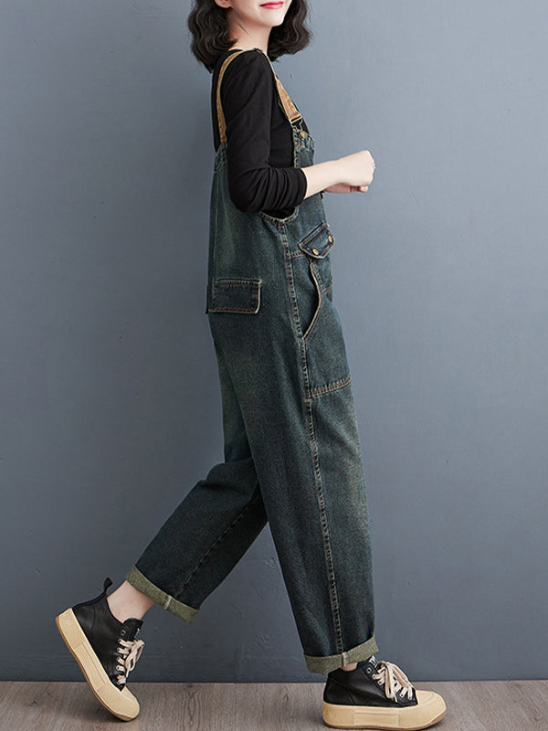 SUNA Kvinders Denim Overalls – Komfortabel Pasform Med Kontrastvask - Denim Overalls til Hverdag og Afslappede Udflugter