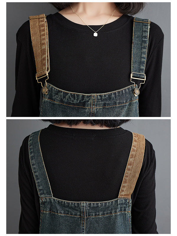SUNA Kvinders Denim Overalls – Komfortabel Pasform Med Kontrastvask - Denim Overalls til Hverdag og Afslappede Udflugter