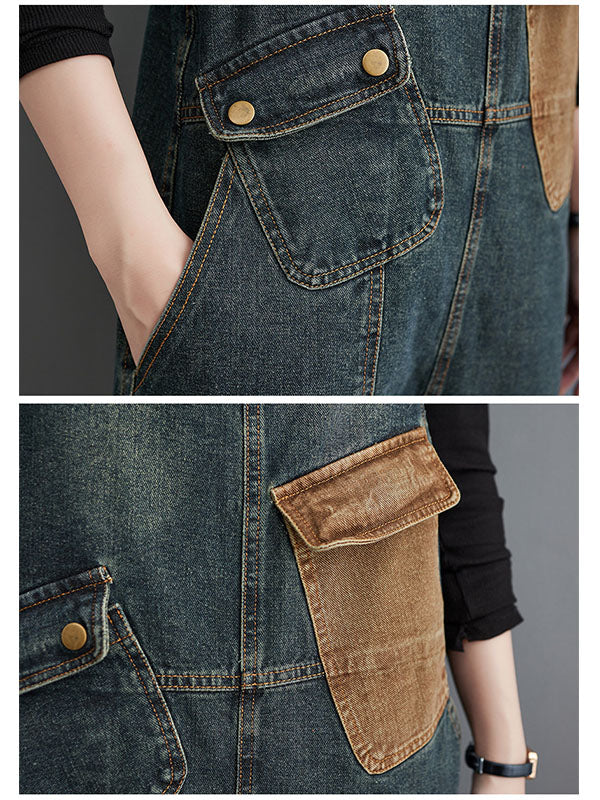SUNA Kvinders Denim Overalls – Komfortabel Pasform Med Kontrastvask - Denim Overalls til Hverdag og Afslappede Udflugter
