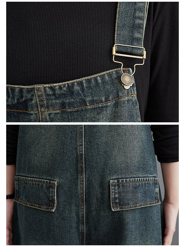 SUNA Kvinders Denim Overalls – Komfortabel Pasform Med Kontrastvask - Denim Overalls til Hverdag og Afslappede Udflugter