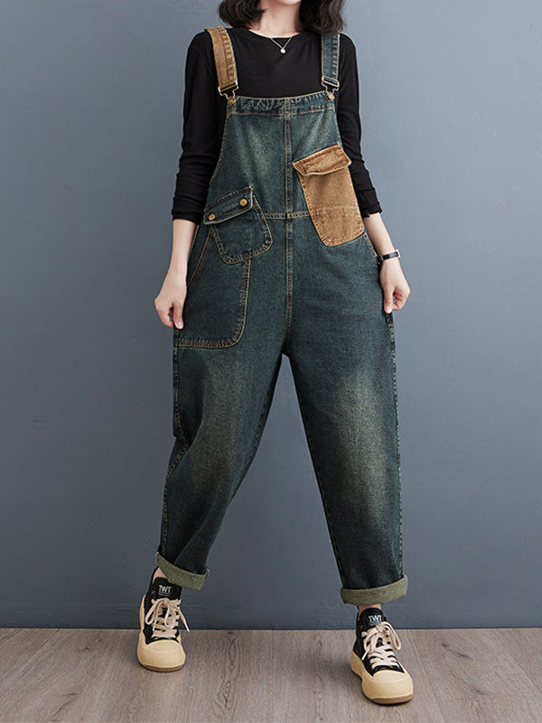 SUNA Kvinders Denim Overalls – Komfortabel Pasform Med Kontrastvask - Denim Overalls til Hverdag og Afslappede Udflugter Blå
