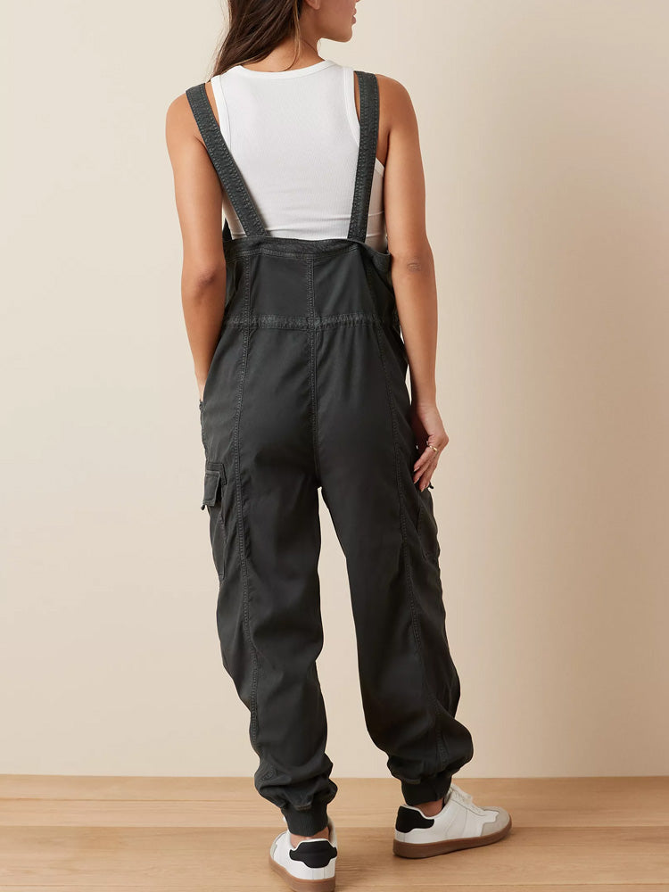 SUNA Kvinders Cargo Overalls – Vintage-Inspireret Design – 100% Bomuld, Drape Stof, Komfortable Overalls