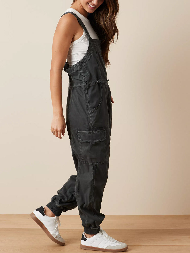 SUNA Kvinders Cargo Overalls – Vintage-Inspireret Design – 100% Bomuld, Drape Stof, Komfortable Overalls