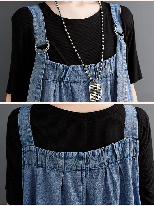 SUNA Kvinders Denim Overall Kjole – Løs Pasform med Elegant Design - Denimkjole, Løs Pasform, Komfortabel Beklædning