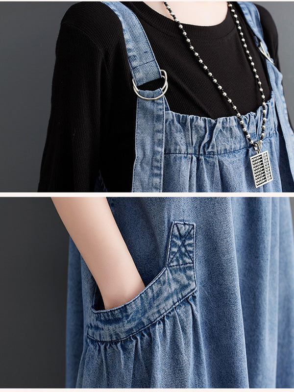 SUNA Kvinders Denim Overall Kjole – Løs Pasform med Elegant Design - Denimkjole, Løs Pasform, Komfortabel Beklædning