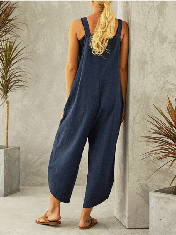 SUNA Kvinders Jumpsuit Bomuld Polyester – Justerbare Stropper for Optimal Komfort - Jumpsuit til Kvinder, Trendy Tøj