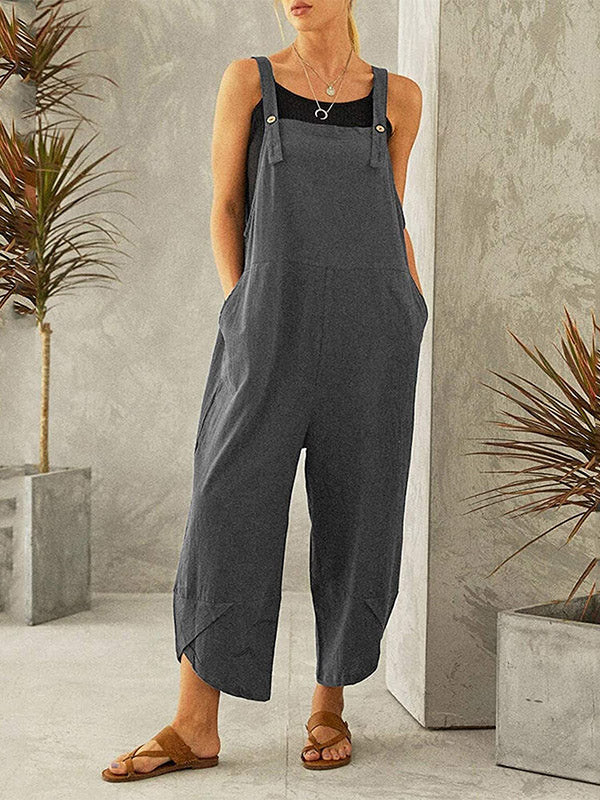 SUNA Kvinders Jumpsuit Bomuld Polyester – Justerbare Stropper for Optimal Komfort - Jumpsuit til Kvinder, Trendy Tøj Grå