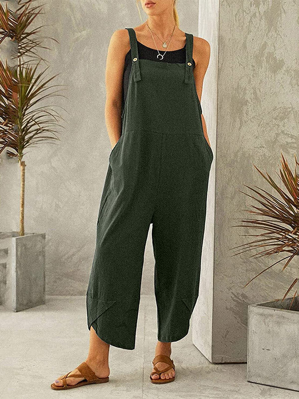 SUNA Kvinders Jumpsuit Bomuld Polyester – Justerbare Stropper for Optimal Komfort - Jumpsuit til Kvinder, Trendy Tøj Grøn