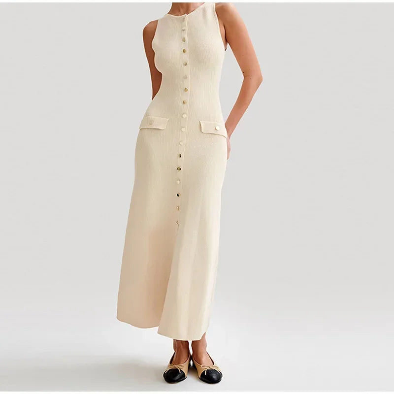 SUNA Kvinders Lang Kjole Strikket Bodycon – Elegant Design Med Komfort - Lang Kjole Til Festlige Anledninger Og Aften Ude