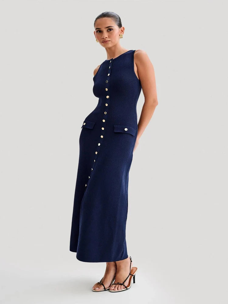 SUNA Kvinders Lang Kjole Strikket Bodycon – Elegant Design Med Komfort - Lang Kjole Til Festlige Anledninger Og Aften Ude