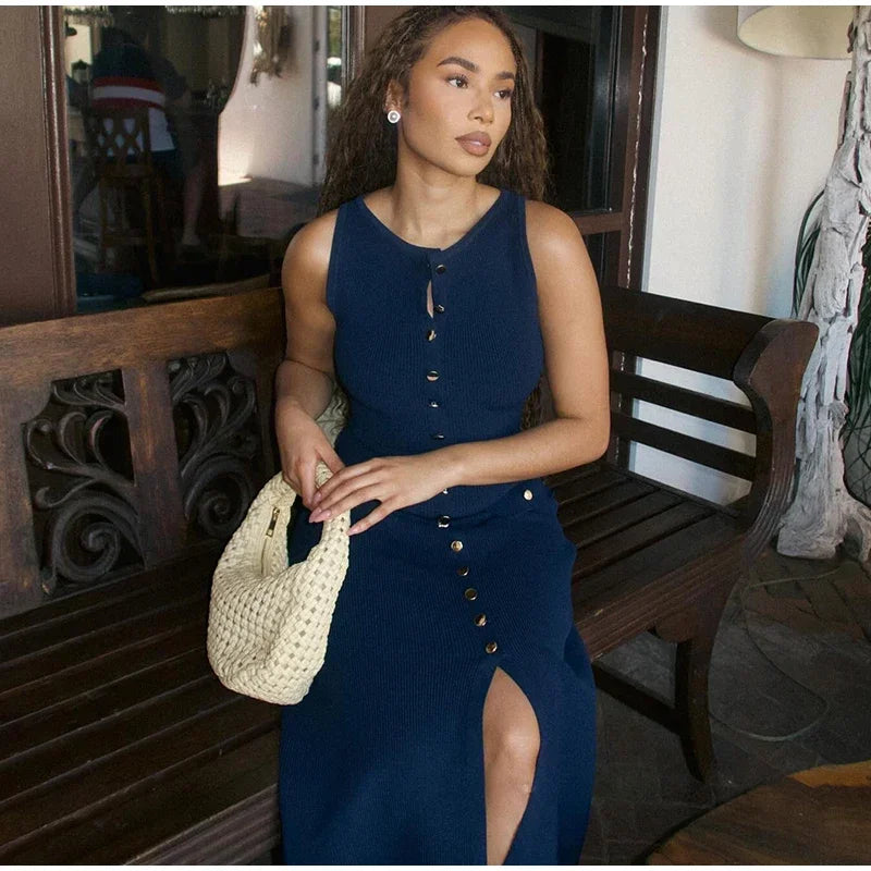 SUNA Kvinders Lang Kjole Strikket Bodycon – Elegant Design Med Komfort - Lang Kjole Til Festlige Anledninger Og Aften Ude