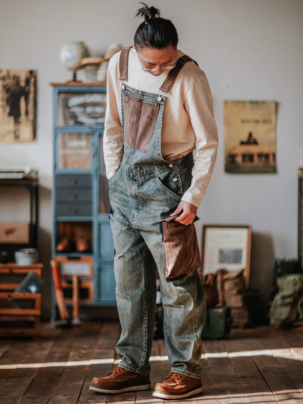 SUNA Herre Overalls Blå Størrelse M 100% Bomuld