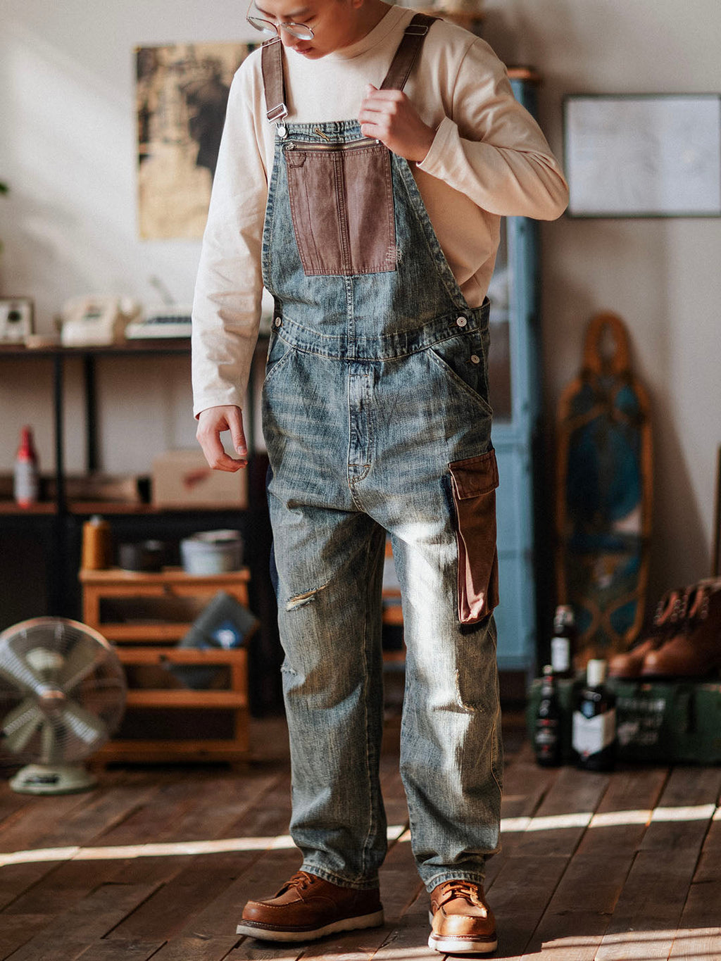 SUNA Herre Overalls Blå Størrelse M 100% Bomuld