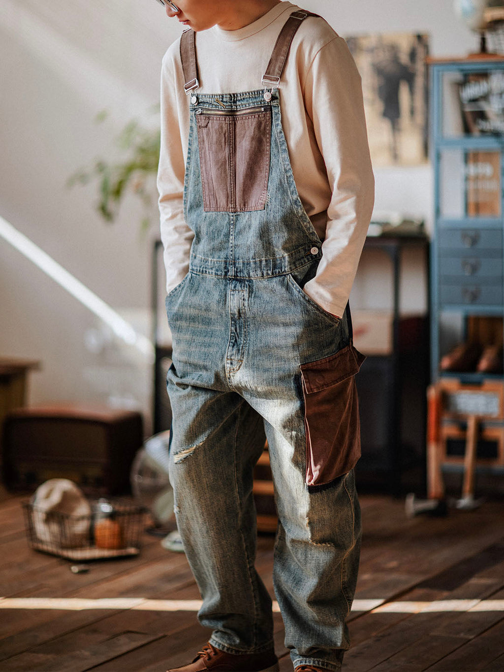 SUNA Herre Overalls Blå Størrelse M 100% Bomuld