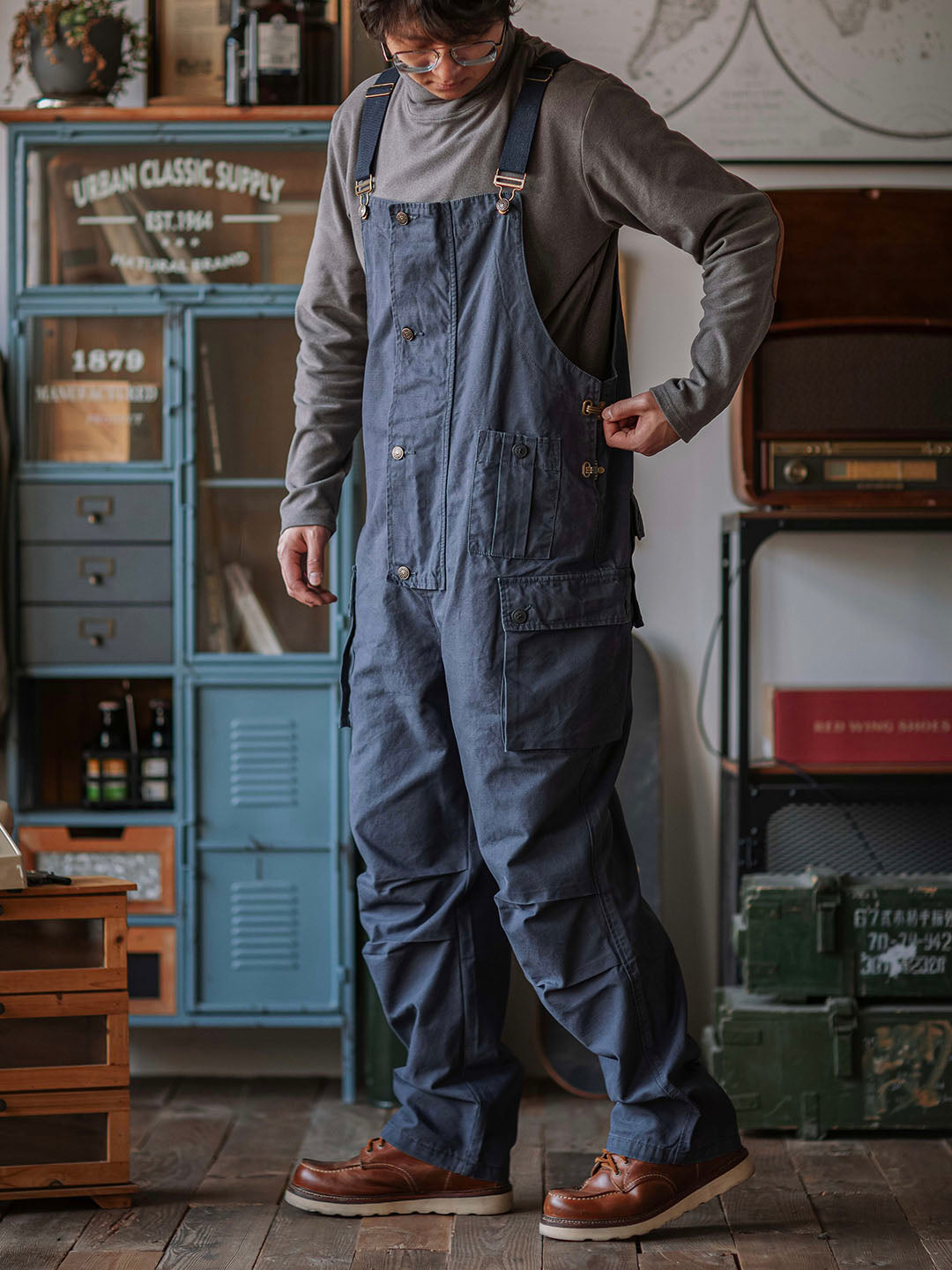 Herre Overalls Sort Størrelse M Slidstærkt Canvas Overalls: Overall SUNA Marineblå S