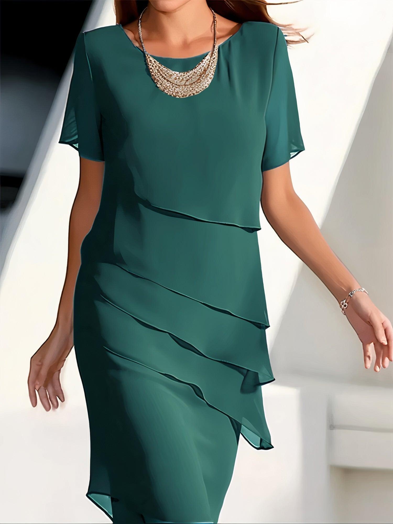 SUNA Midikjole Plisseret – Elegant Look - Formelt Kjole Grøn