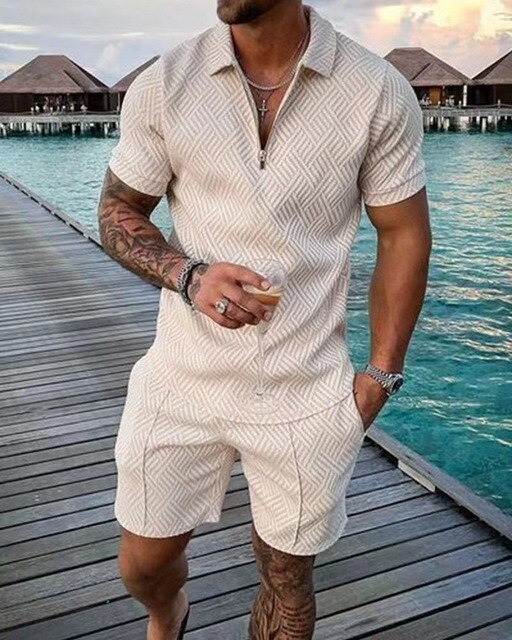 To-delt Sæt Luksus Sommeroutfit Til Mænd Heren Shorts | modern SUNA beige S