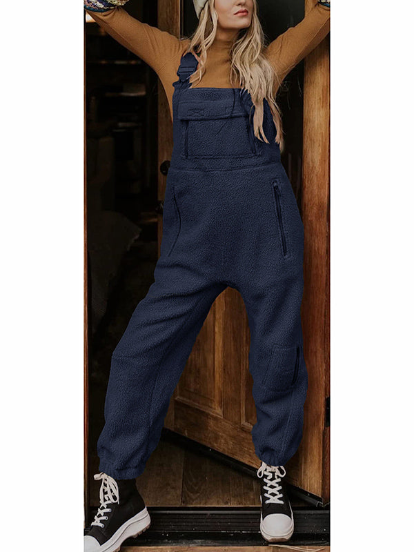 SUNA Dame Fleece Overalls Sort Størrelse 50 Polyester Marineblå