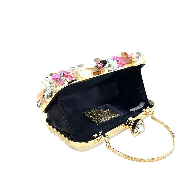 SUNA Fiona Clutch Taske i Vegansk Læder med Guld Hardware