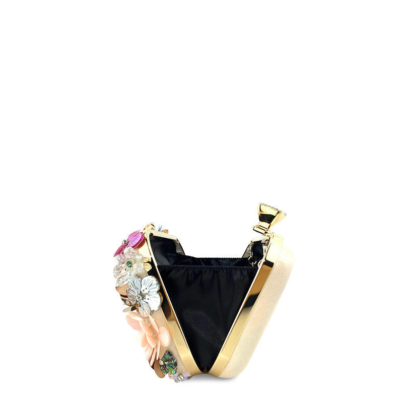 SUNA Fiona Clutch Taske i Vegansk Læder med Guld Hardware