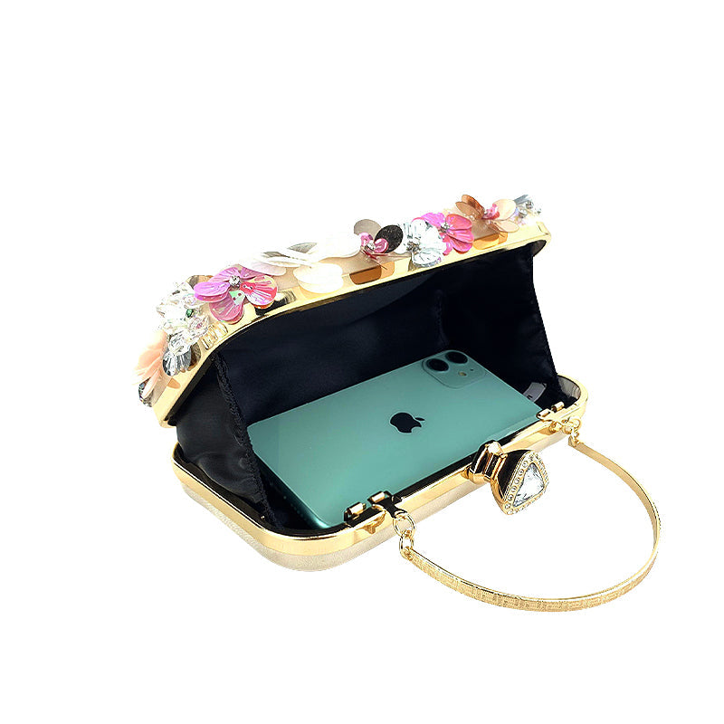 SUNA Fiona Clutch Taske i Vegansk Læder med Guld Hardware