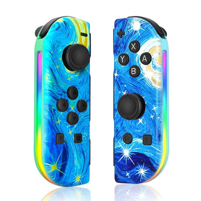 Bluetooth LED Joystick til Nintendo Switch Unikke farver - Trådløse Controllere SUNA Van Gogh Edition